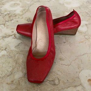 Hispanitas Red?Leather Wedge Slip On Shoes